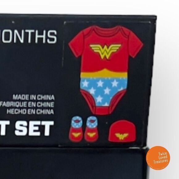 Wonder Woman Justice League Size 0-6M 3-Piece Bodysuit Set - Picture 5 of 6